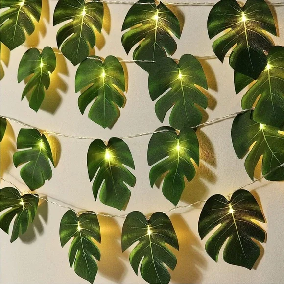 Monstera Leaf String Light Tropical Forest Boho Party Dorm Room Summer Lights - Picture 1 of 5